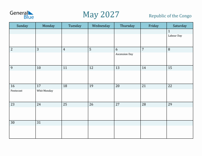 May 2027 Calendar with Holidays