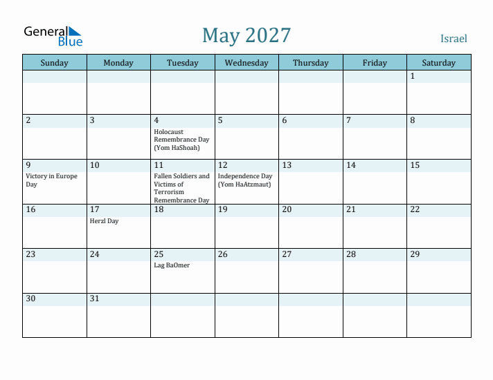May 2027 Calendar with Holidays