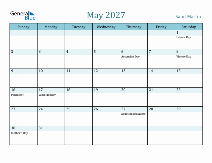 May 2027 Calendar with Holidays