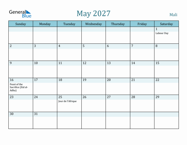 May 2027 Calendar with Holidays