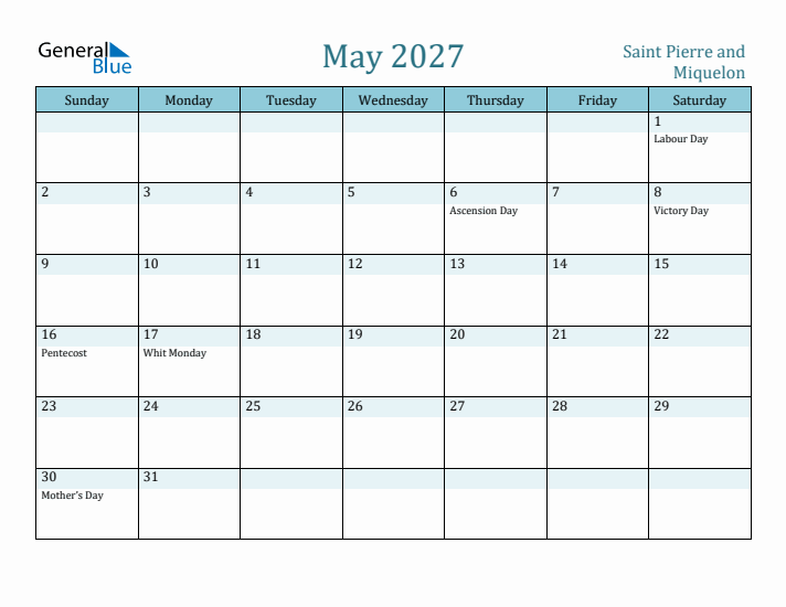 May 2027 Calendar with Holidays