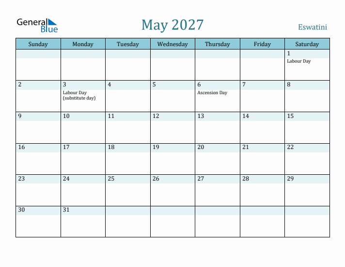 May 2027 Calendar with Holidays