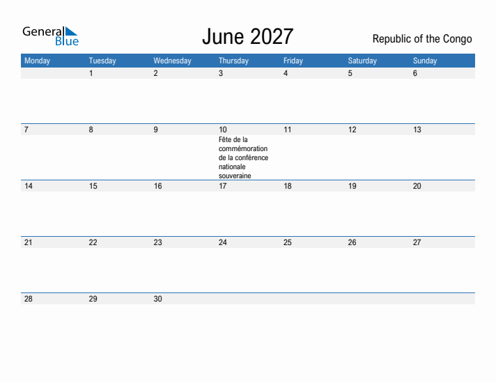 Fillable June 2027 Calendar
