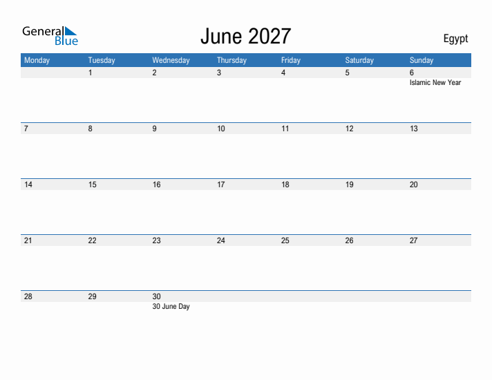 Fillable June 2027 Calendar
