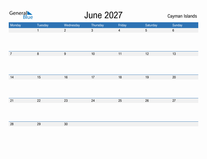 Fillable June 2027 Calendar