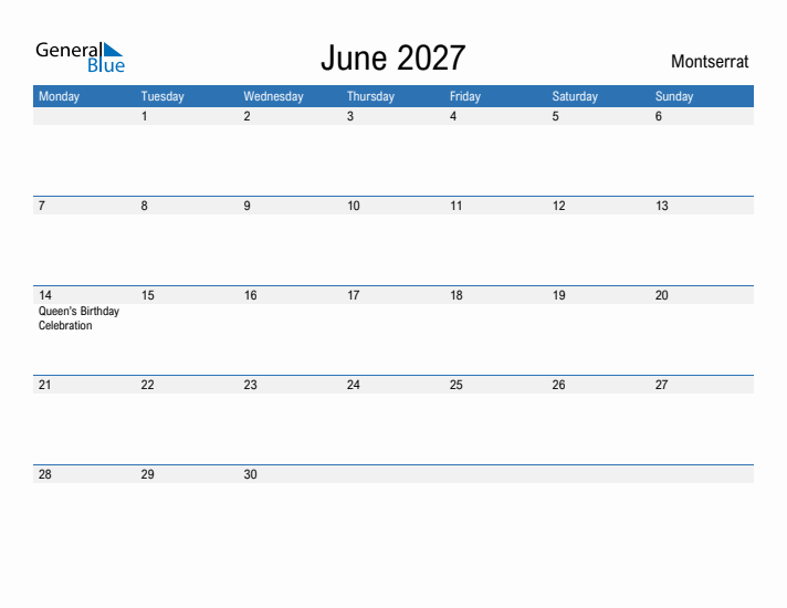 Fillable June 2027 Calendar