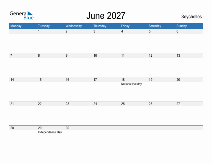 Fillable June 2027 Calendar