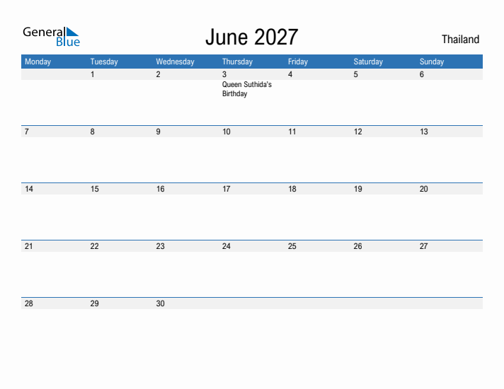 Fillable June 2027 Calendar