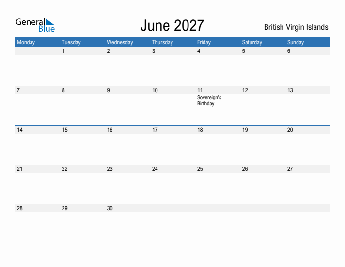 Fillable June 2027 Calendar