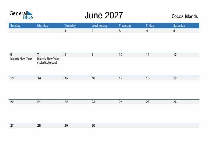 Fillable June 2027 Calendar