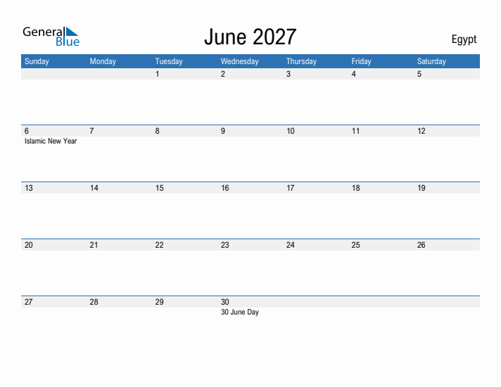 Fillable June 2027 Calendar