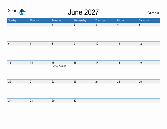 Fillable June 2027 Calendar