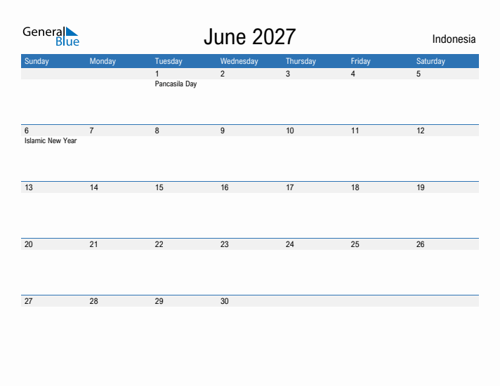 Fillable June 2027 Calendar