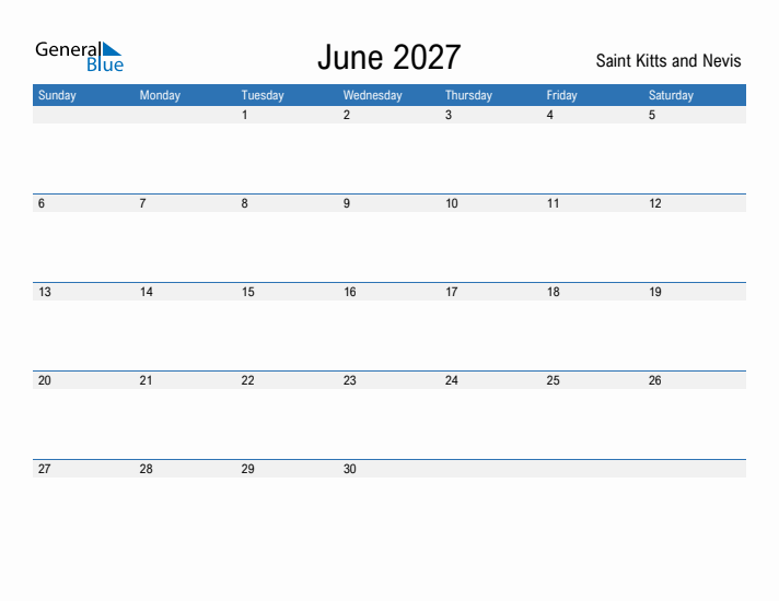 Fillable June 2027 Calendar