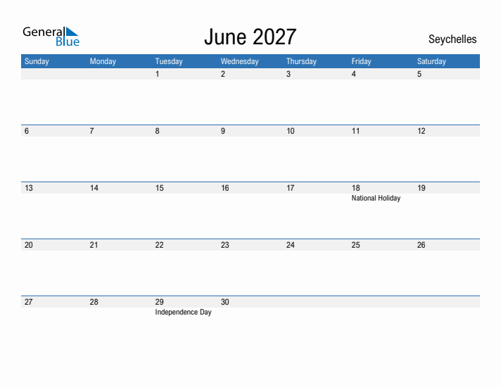 Fillable June 2027 Calendar