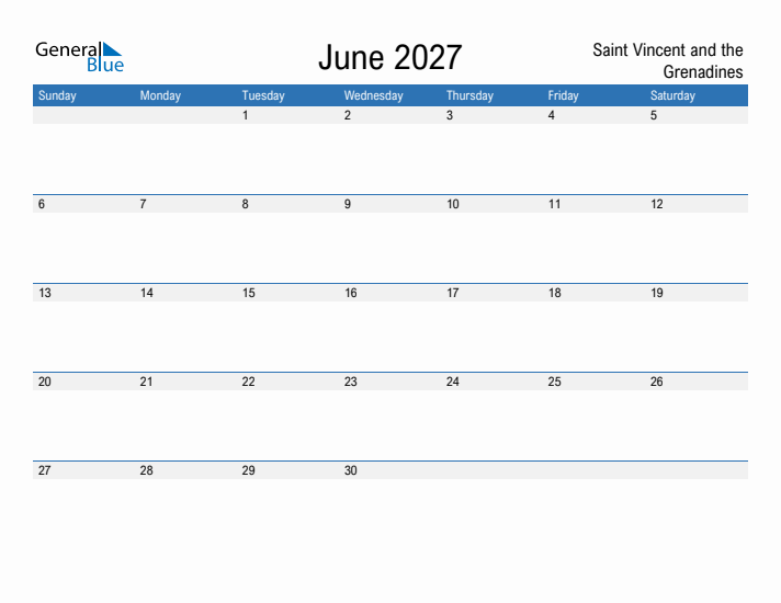 Fillable June 2027 Calendar