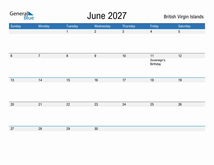 Fillable June 2027 Calendar