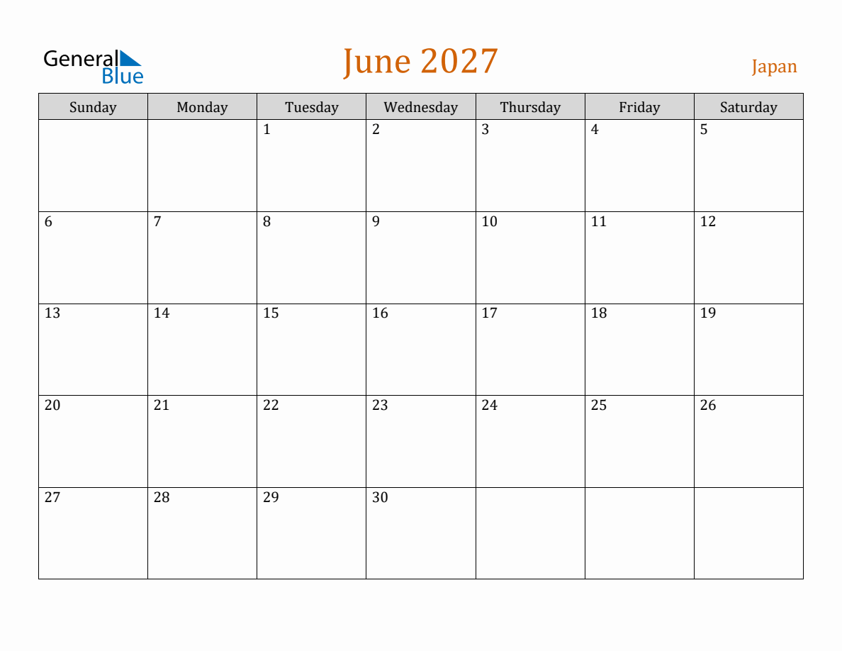 Free June 2027 Japan Calendar free-june-2027-japan-calendar