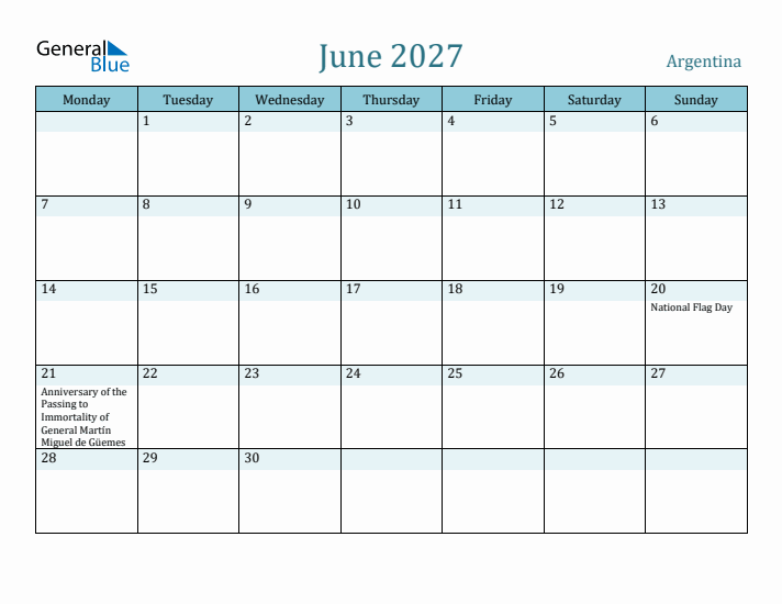 June 2027 Calendar with Holidays