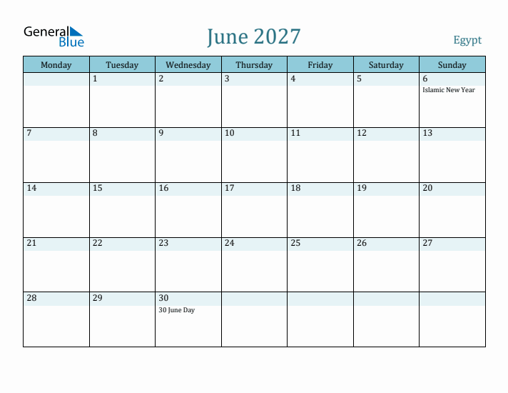 June 2027 Calendar with Holidays