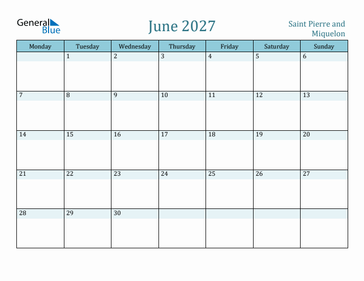 June 2027 Calendar with Holidays