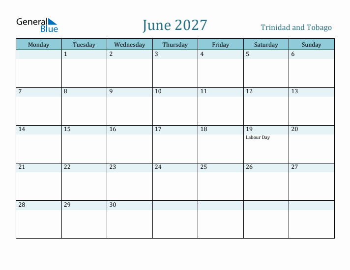 June 2027 Calendar with Holidays