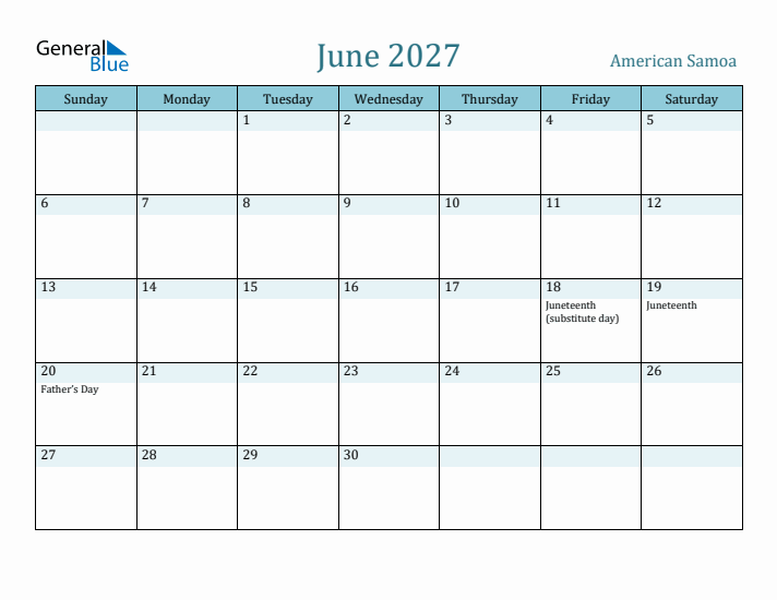 June 2027 Calendar with Holidays