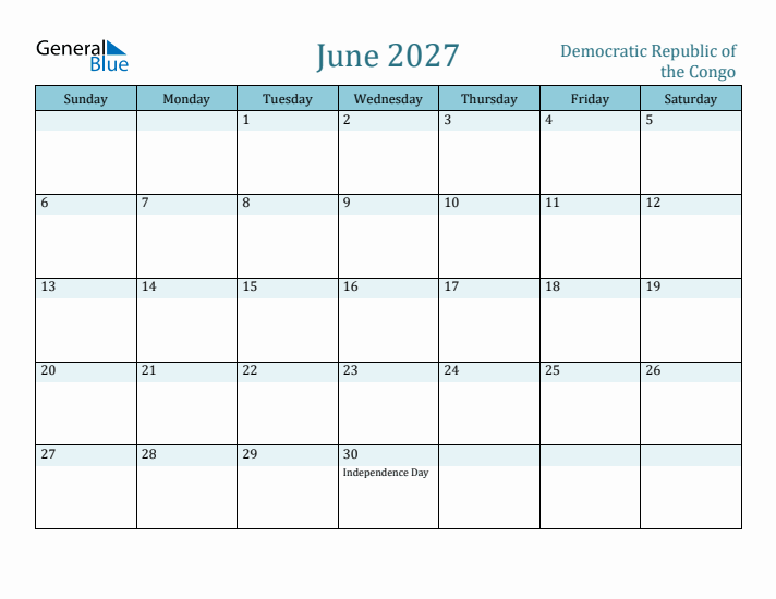 June 2027 Calendar with Holidays