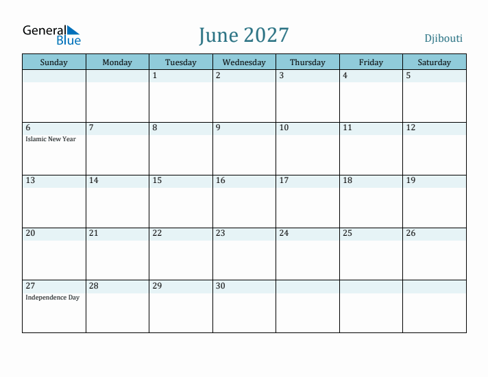 June 2027 Calendar with Holidays