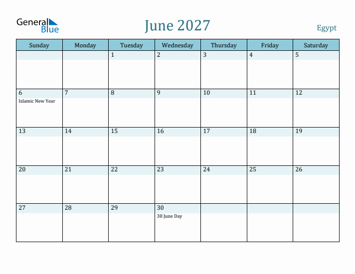 June 2027 Calendar with Holidays