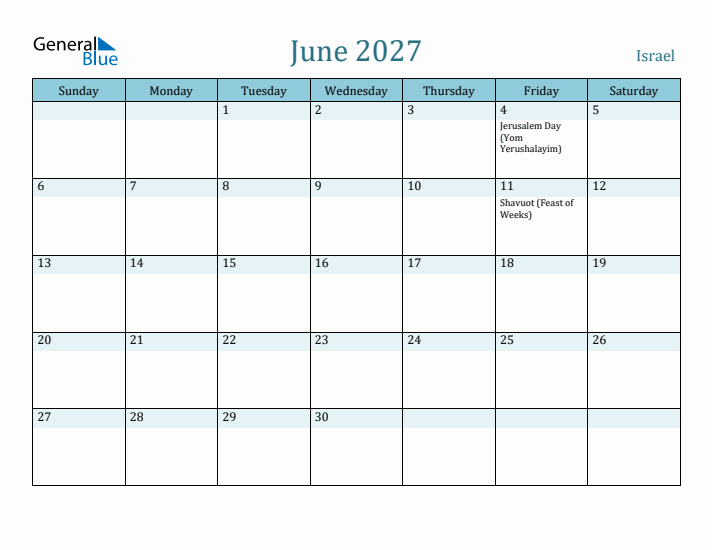 June 2027 Calendar with Holidays