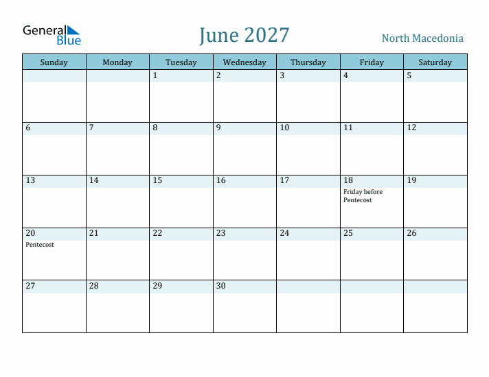 June 2027 Calendar with Holidays