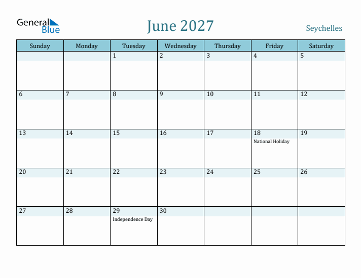 June 2027 Calendar with Holidays