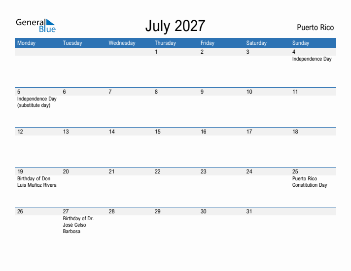 Fillable July 2027 Calendar