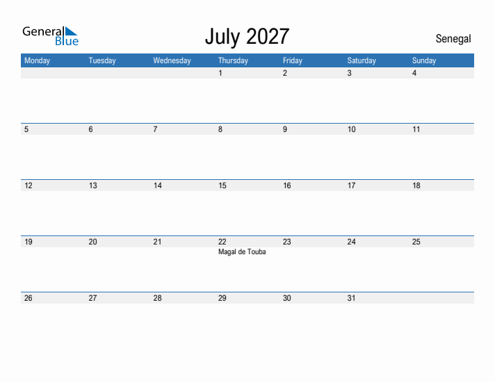 Fillable July 2027 Calendar