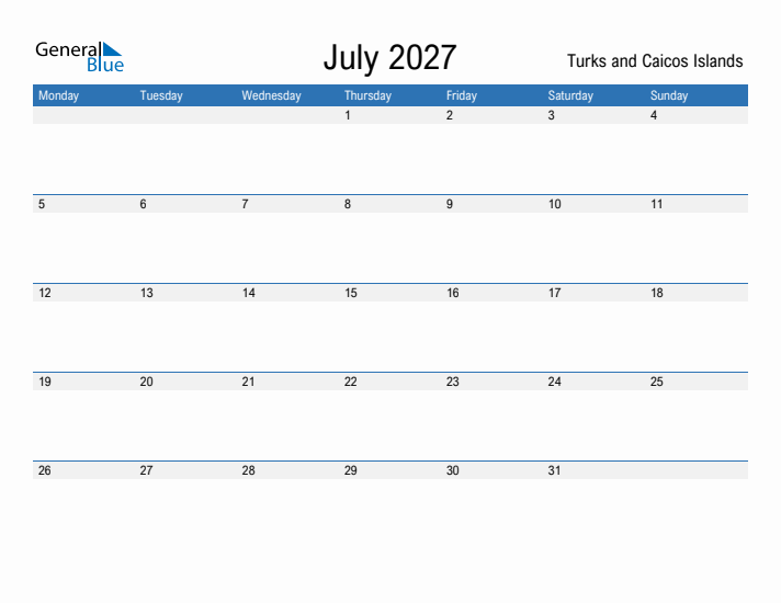 Fillable July 2027 Calendar
