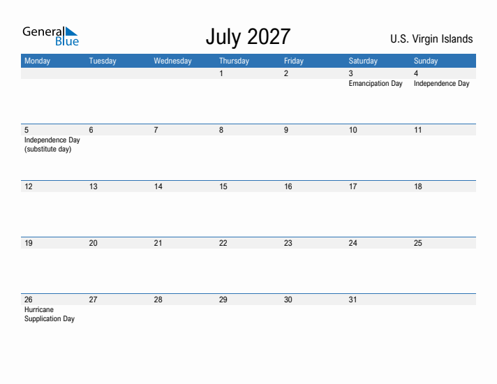Fillable July 2027 Calendar