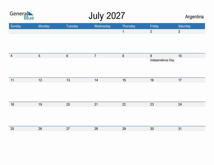 Fillable July 2027 Calendar