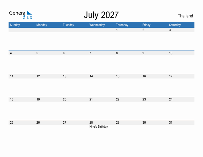 Fillable July 2027 Calendar
