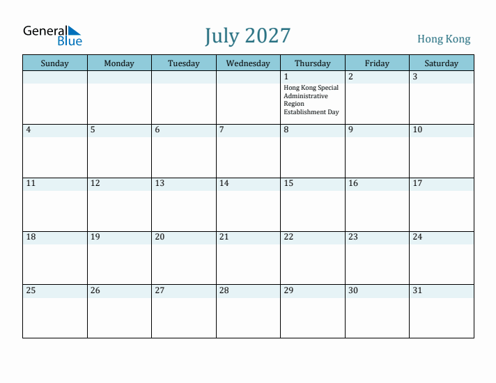 July 2027 Calendar with Holidays