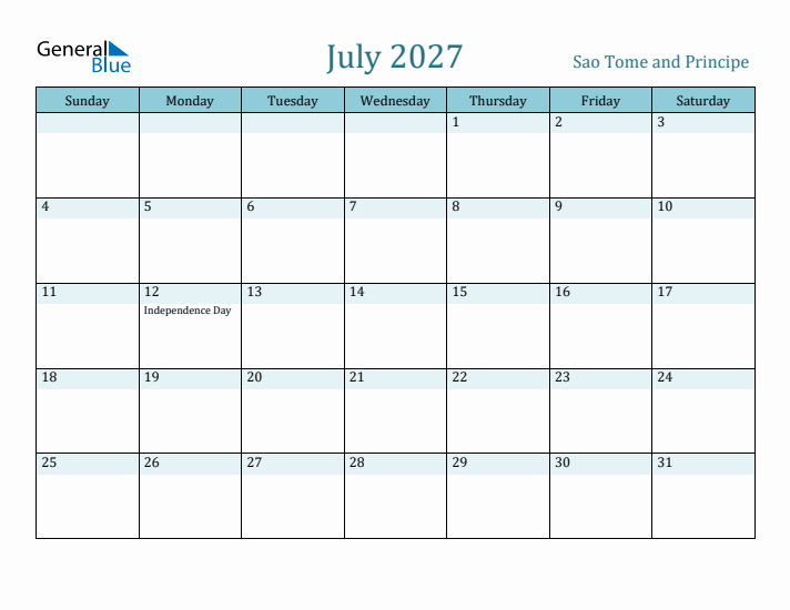July 2027 Calendar with Holidays