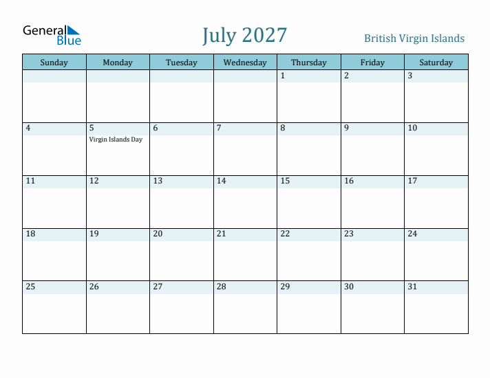 July 2027 Calendar with Holidays
