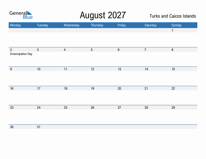 Fillable August 2027 Calendar