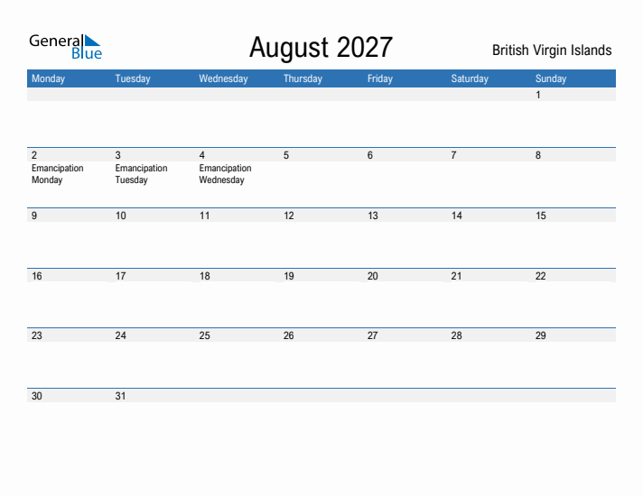 Fillable August 2027 Calendar