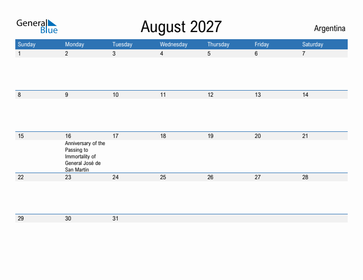 Fillable August 2027 Calendar