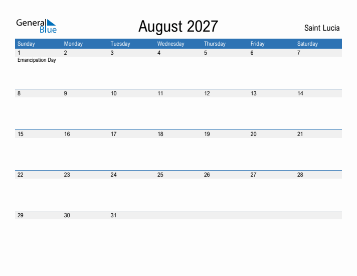 Fillable August 2027 Calendar