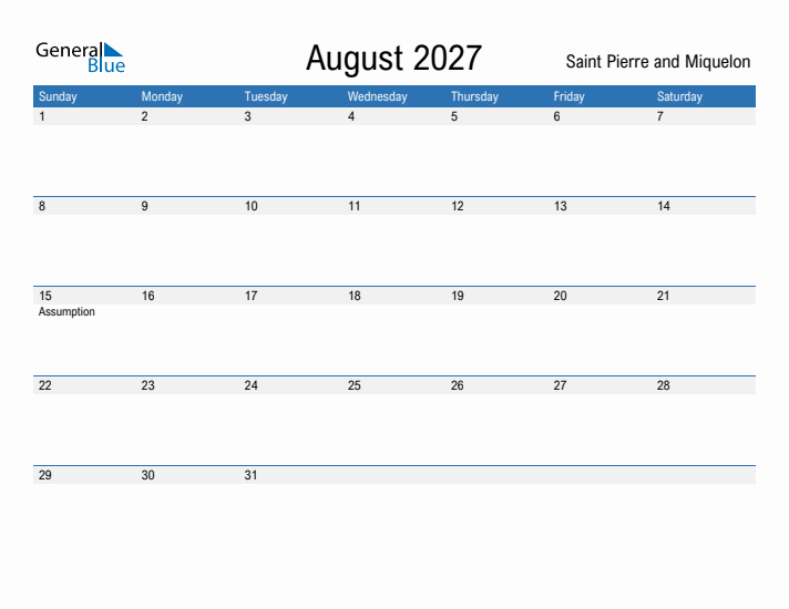 Fillable August 2027 Calendar