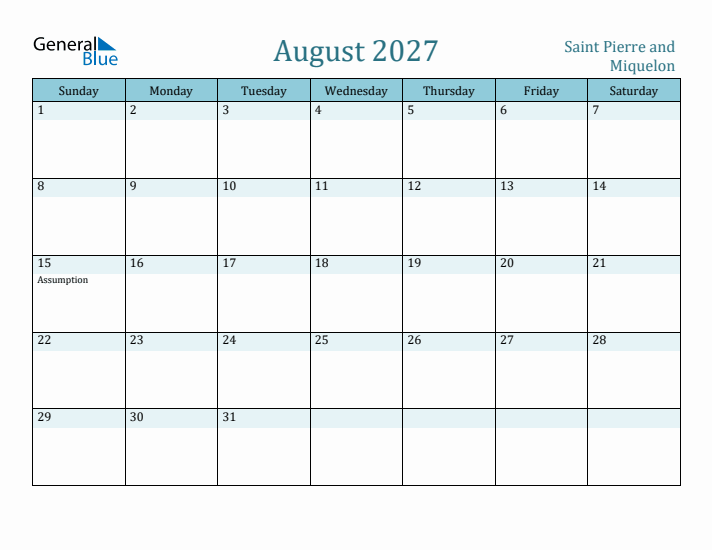 August 2027 Calendar with Holidays