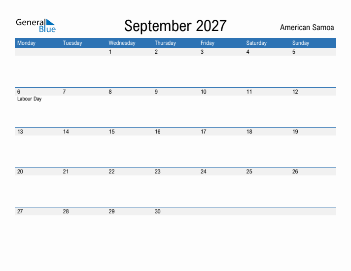 Fillable September 2027 Calendar