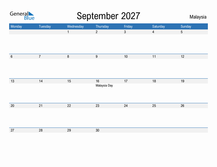 Fillable September 2027 Calendar